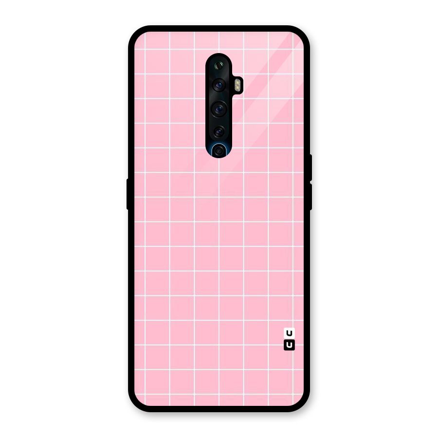 Pink Checks Glass Back Case for Oppo Reno2 F