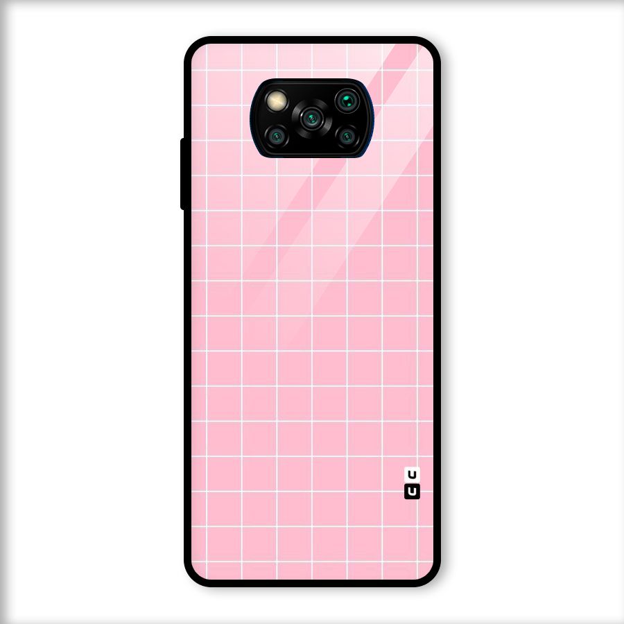Pink Checks Glass Back Case for Poco X3