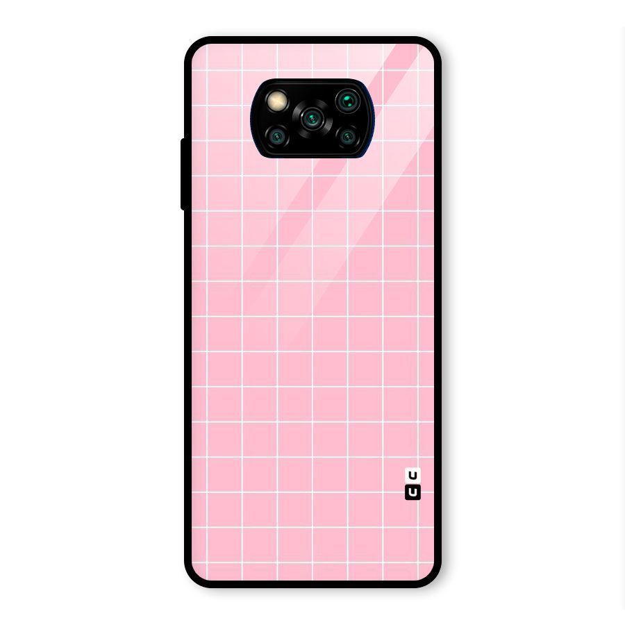 Pink Checks Glass Back Case for Poco X3 Pro