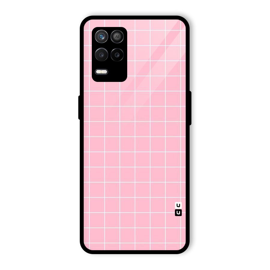 Pink Checks Glass Back Case for Realme 8 5G