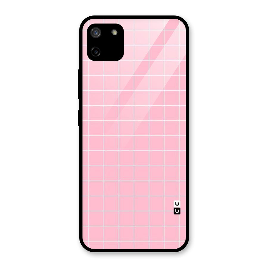 Pink Checks Glass Back Case for Realme C11