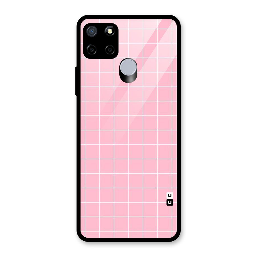 Pink Checks Glass Back Case for Realme C12