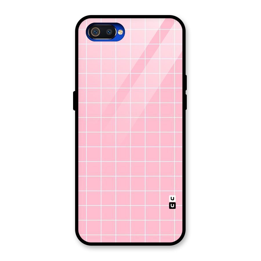 Pink Checks Glass Back Case for Realme C2