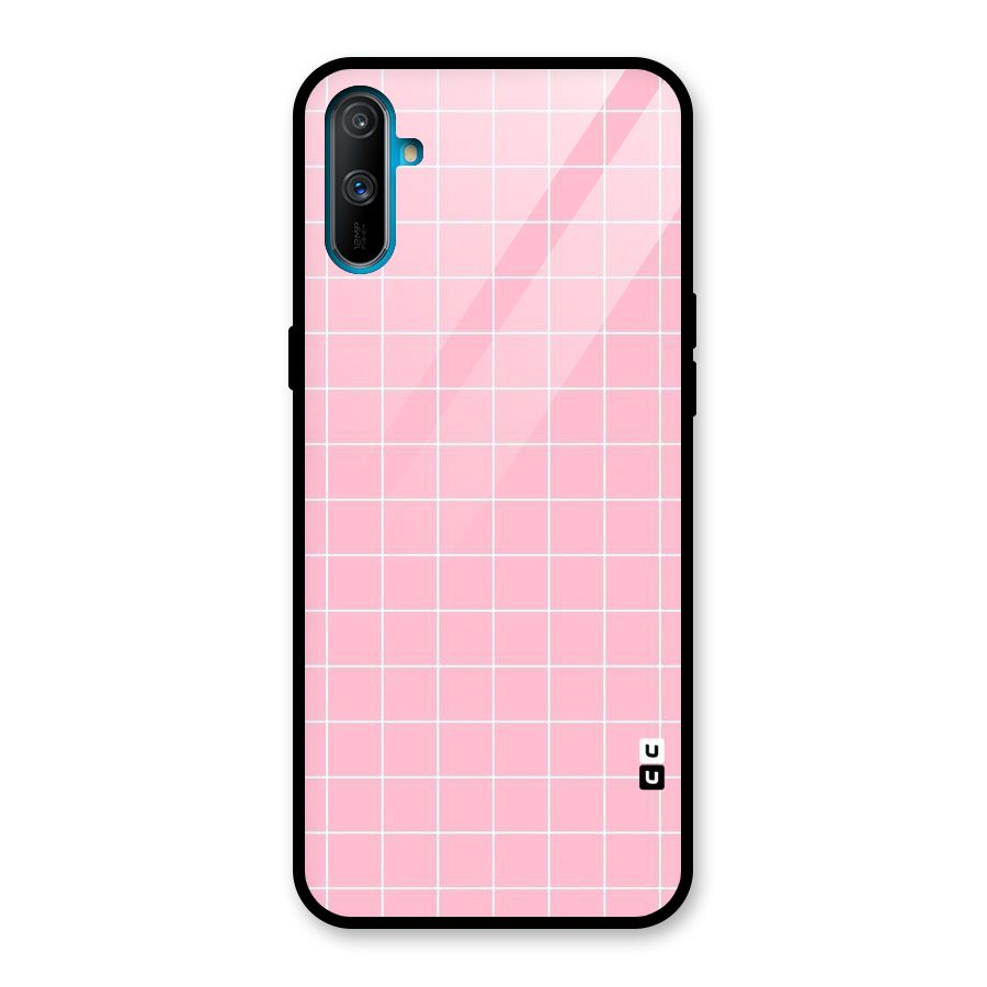 Pink Checks Glass Back Case for Realme C3