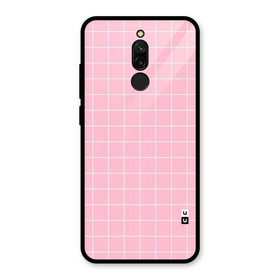 Pink Checks Glass Back Case for Redmi 8