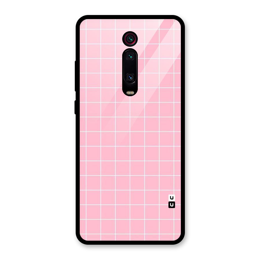 Pink Checks Glass Back Case for Redmi K20