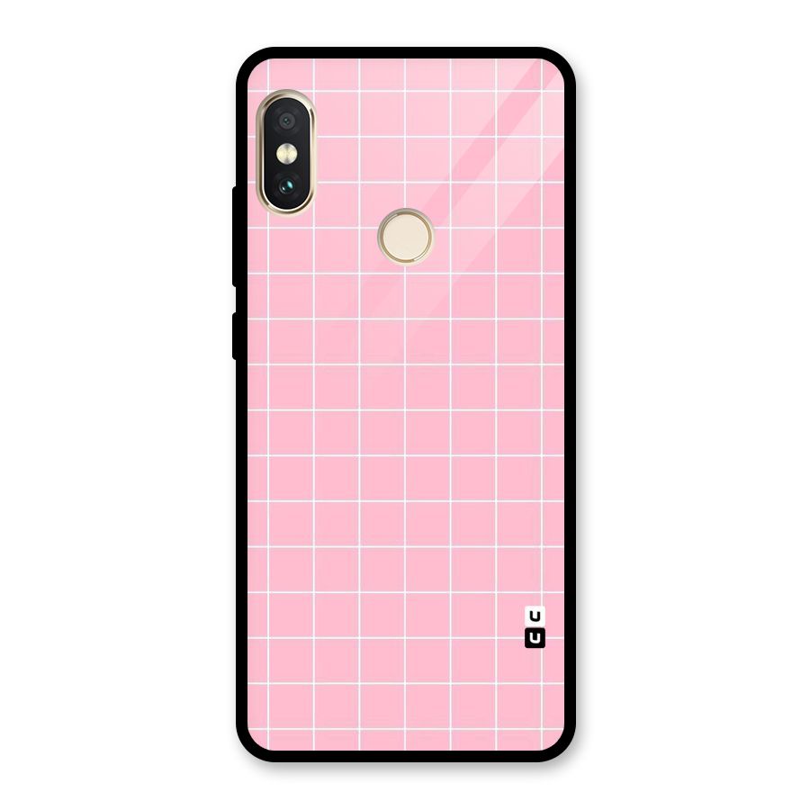 Pink Checks Glass Back Case for Redmi Note 5 Pro