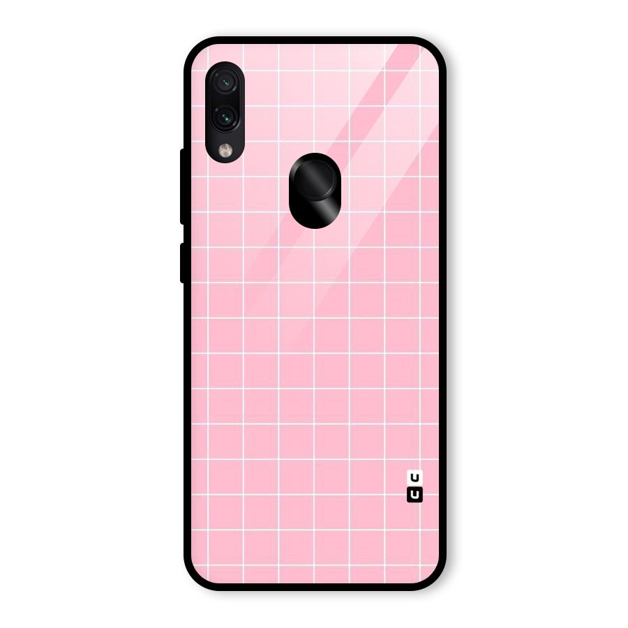 Pink Checks Glass Back Case for Redmi Note 7 Pro