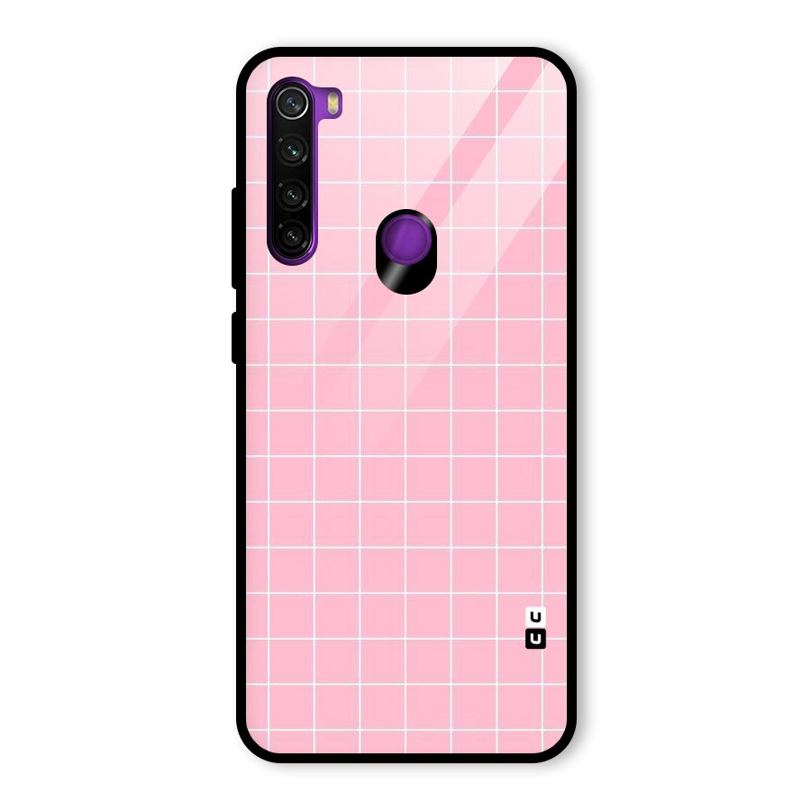Pink Checks Glass Back Case for Redmi Note 8