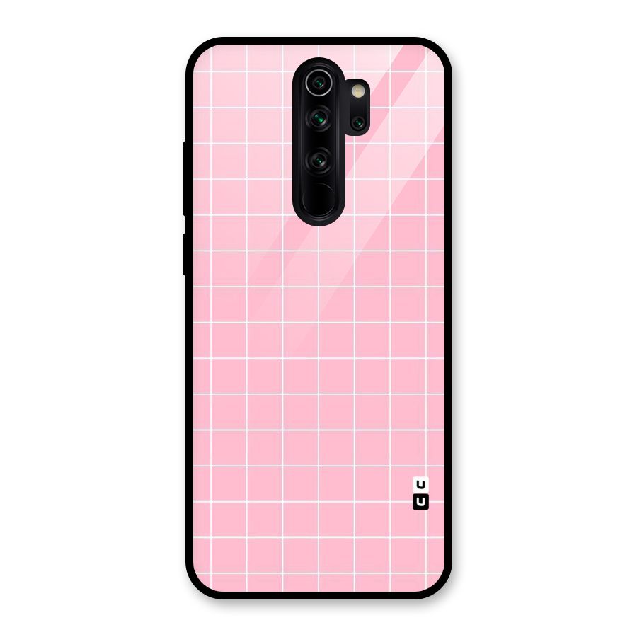 Pink Checks Glass Back Case for Redmi Note 8 Pro