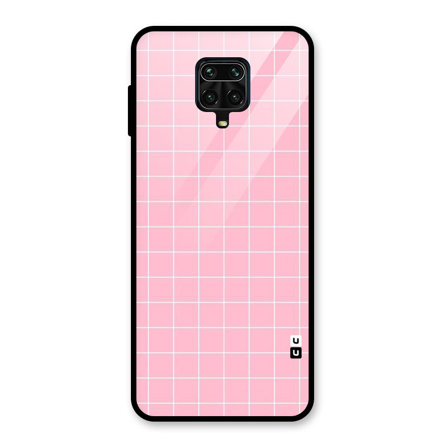 Pink Checks Glass Back Case for Redmi Note 9 Pro