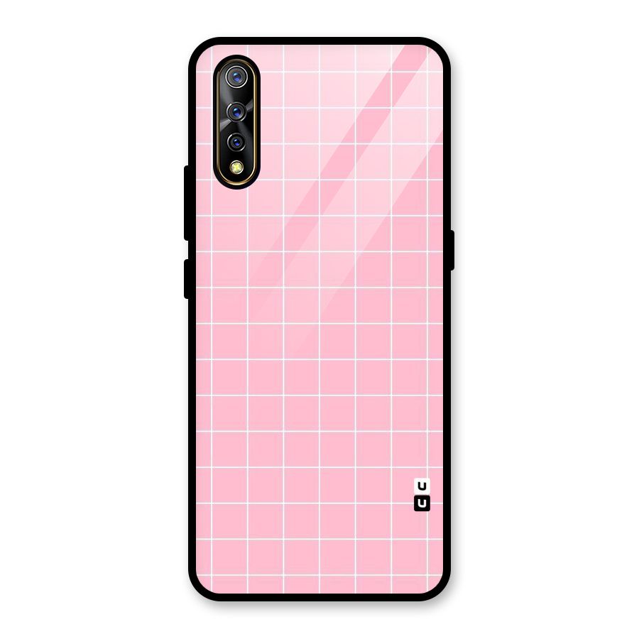 Pink Checks Glass Back Case for Vivo S1