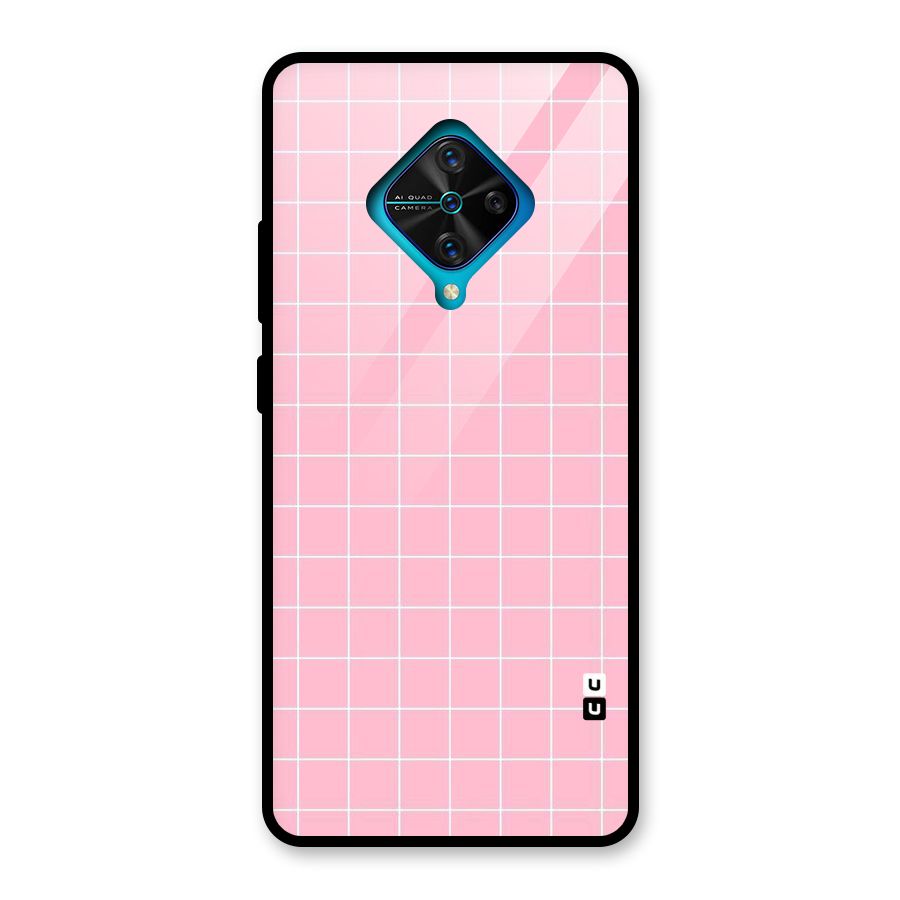 Pink Checks Glass Back Case for Vivo S1 Pro