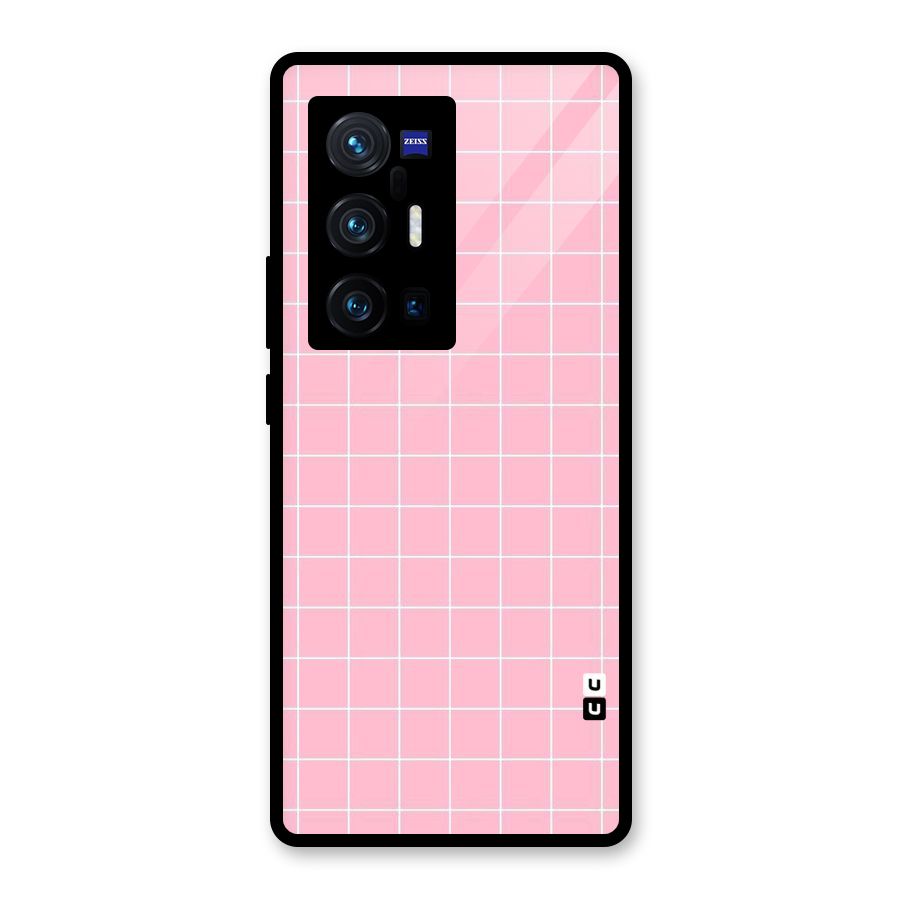 Pink Checks Glass Back Case for Vivo X70 Pro Plus