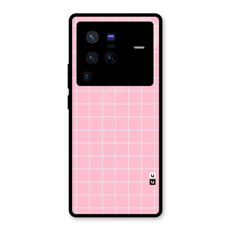 Pink Checks Glass Back Case for Vivo X80 Pro