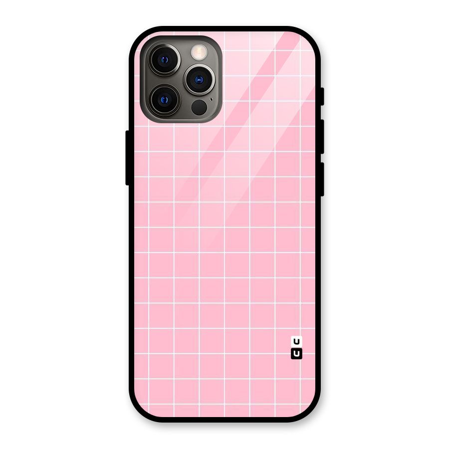 Pink Checks Glass Back Case for iPhone 12 Pro