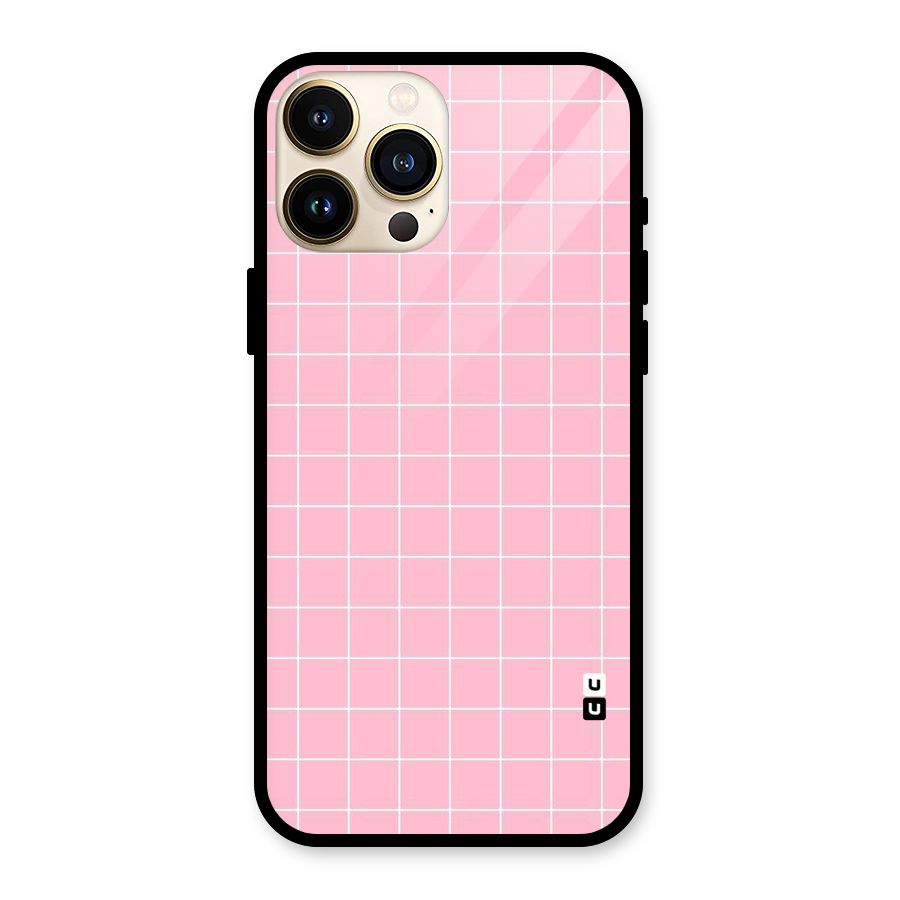 Pink Checks Glass Back Case for iPhone 13 Pro Max