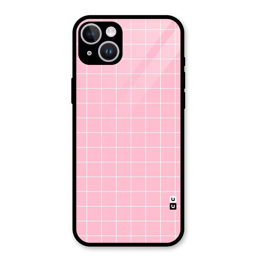 Pink Checks Glass Back Case for iPhone 14 Plus