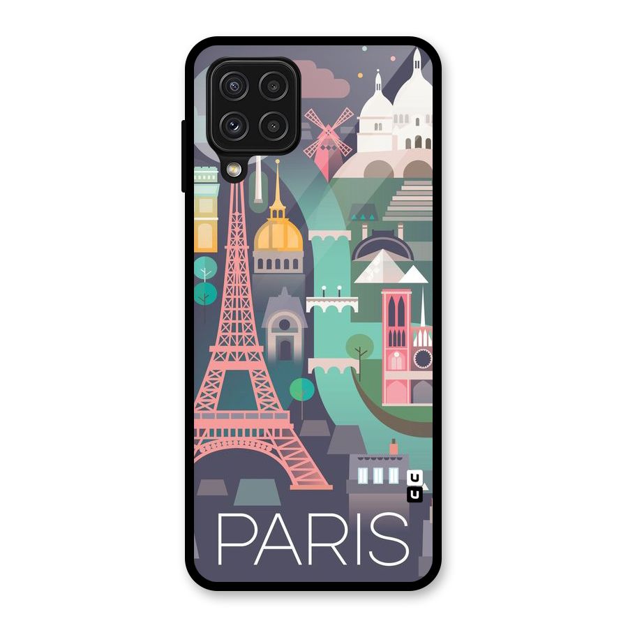 Pink Cute Tower Glass Back Case for Galaxy A22 4G