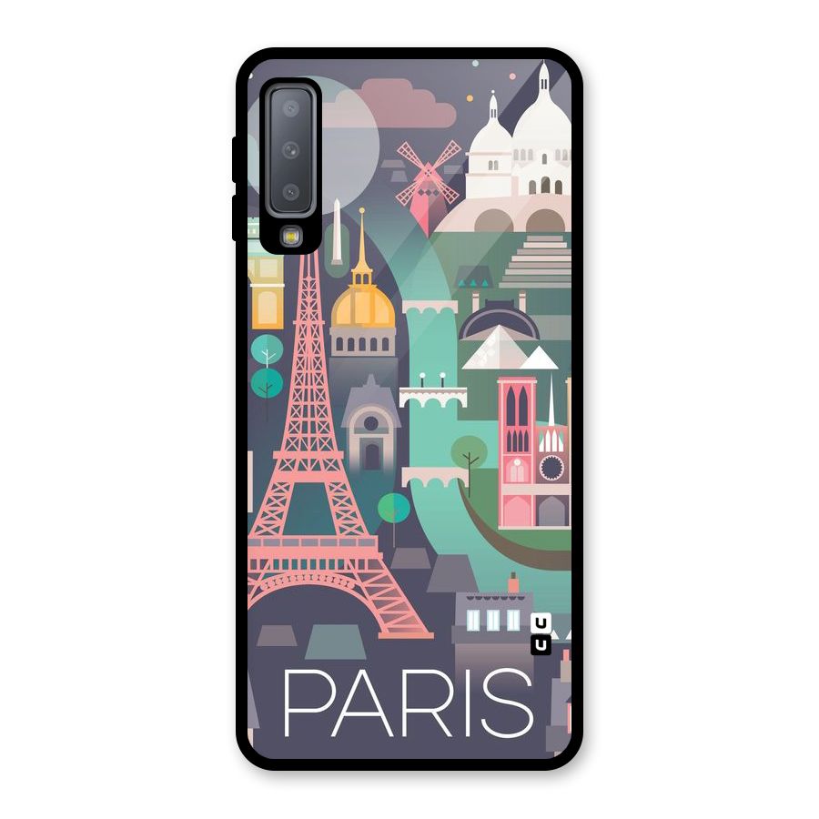 Pink Cute Tower Glass Back Case for Galaxy A7 (2018)