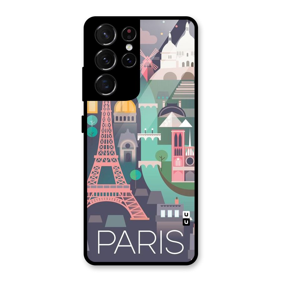 Pink Cute Tower Glass Back Case for Galaxy S21 Ultra 5G
