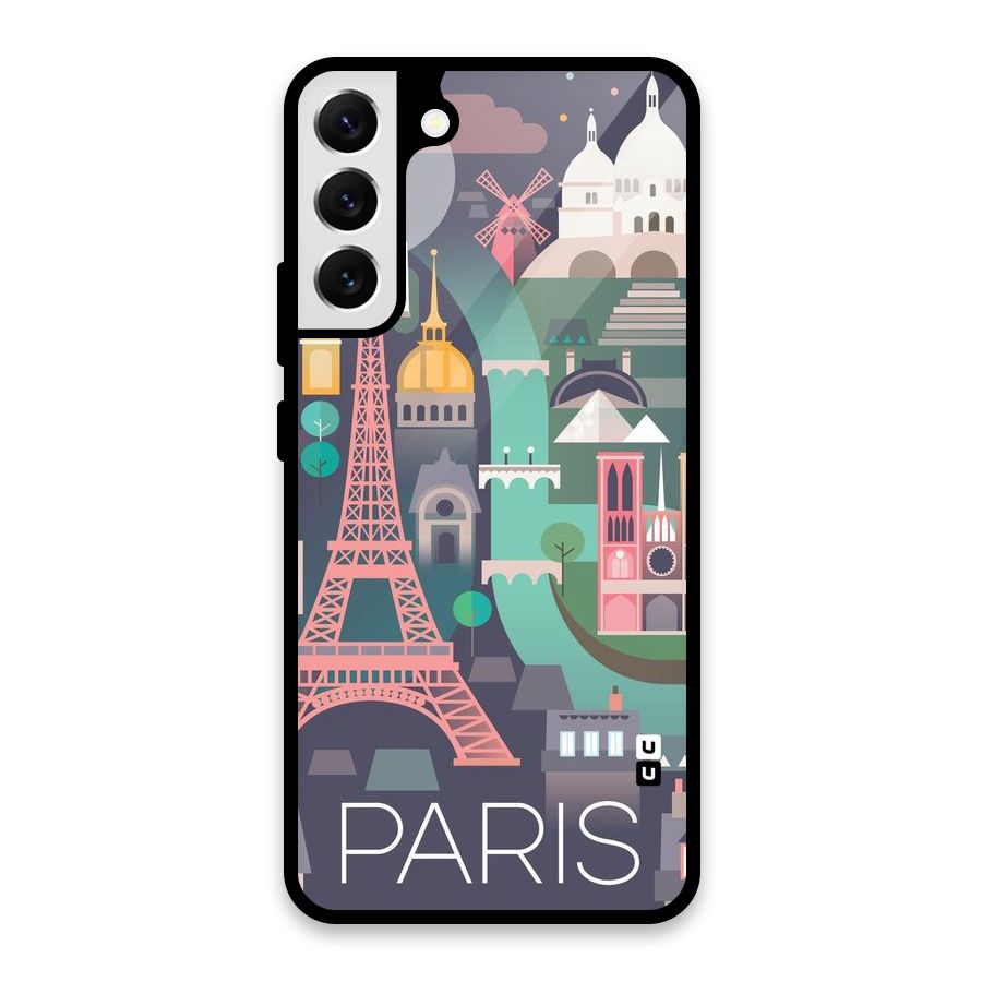 Pink Cute Tower Glass Back Case for Galaxy S22 Plus 5G
