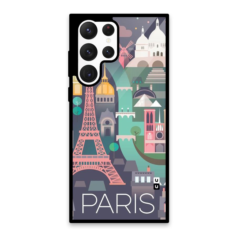 Pink Cute Tower Glass Back Case for Galaxy S22 Ultra 5G