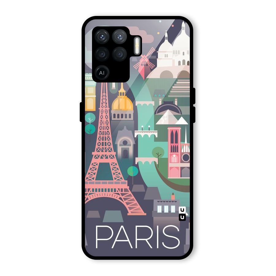 Pink Cute Tower Glass Back Case for Oppo F19 Pro