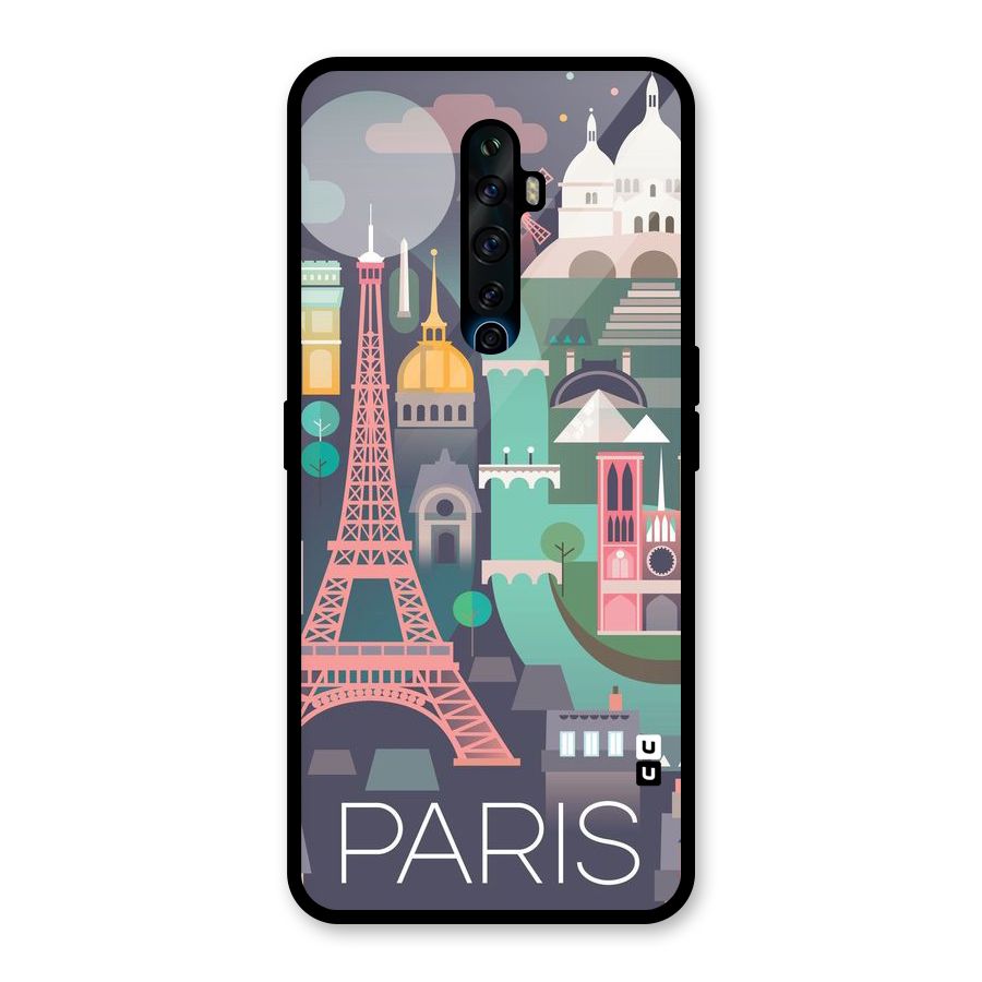 Pink Cute Tower Glass Back Case for Oppo Reno2 Z