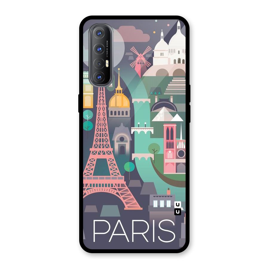 Pink Cute Tower Glass Back Case for Oppo Reno3 Pro