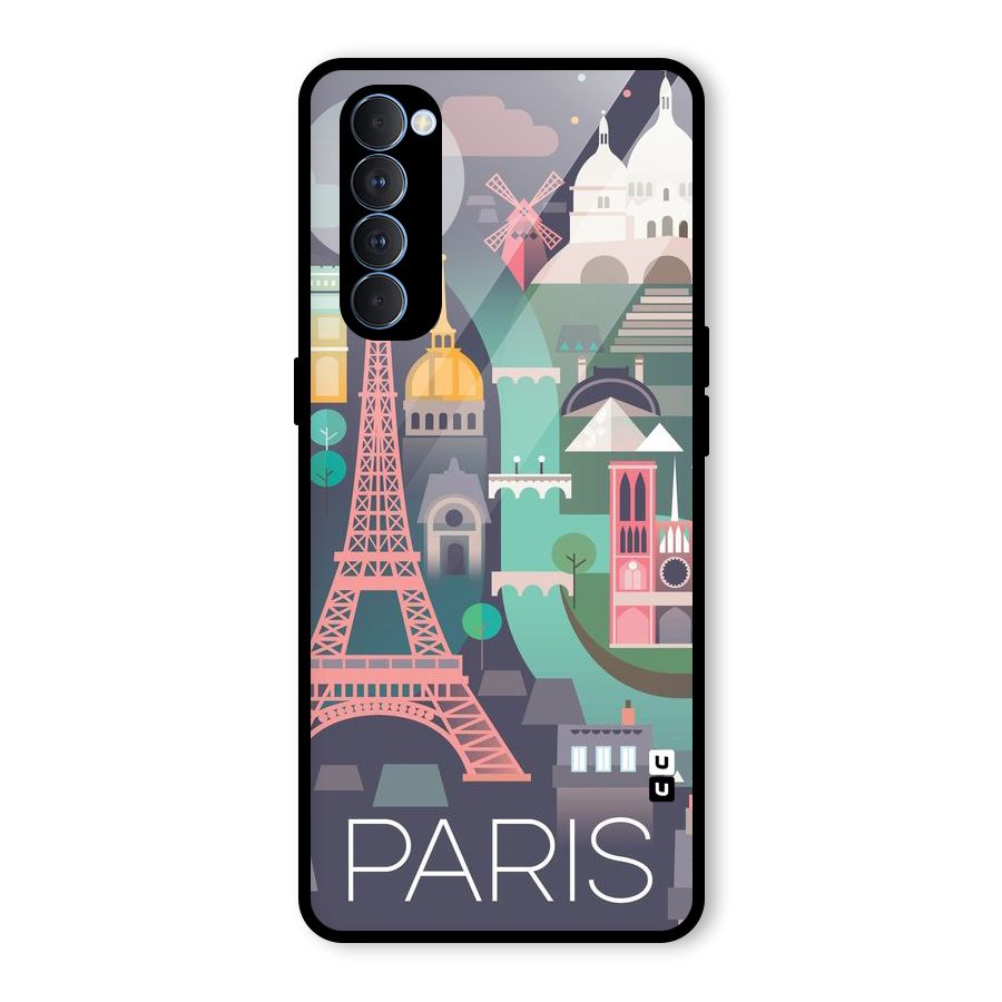 Pink Cute Tower Glass Back Case for Oppo Reno4 Pro