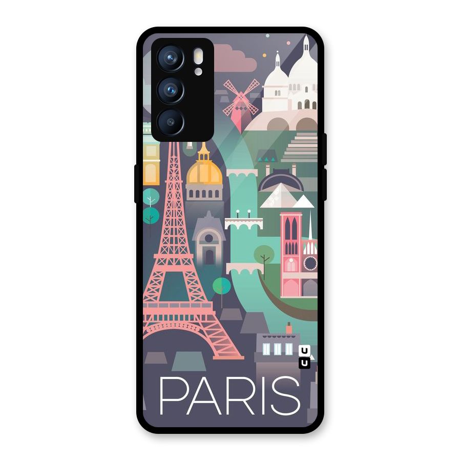 Pink Cute Tower Glass Back Case for Oppo Reno6 5G