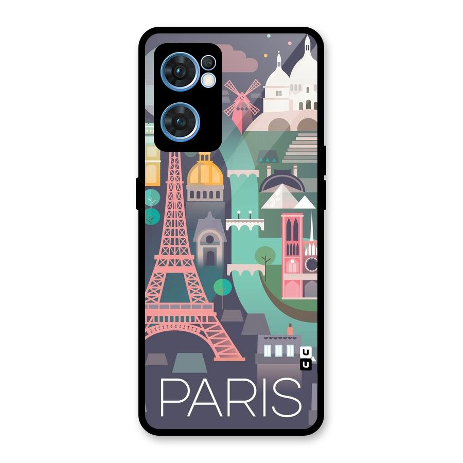 Pink Cute Tower Glass Back Case for Oppo Reno7 5G