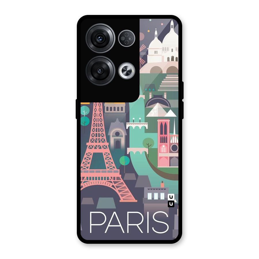 Pink Cute Tower Glass Back Case for Oppo Reno8 Pro 5G