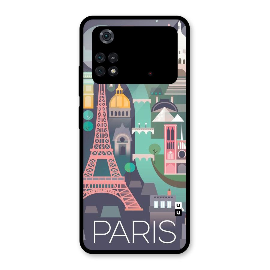 Pink Cute Tower Glass Back Case for Poco M4 Pro 4G