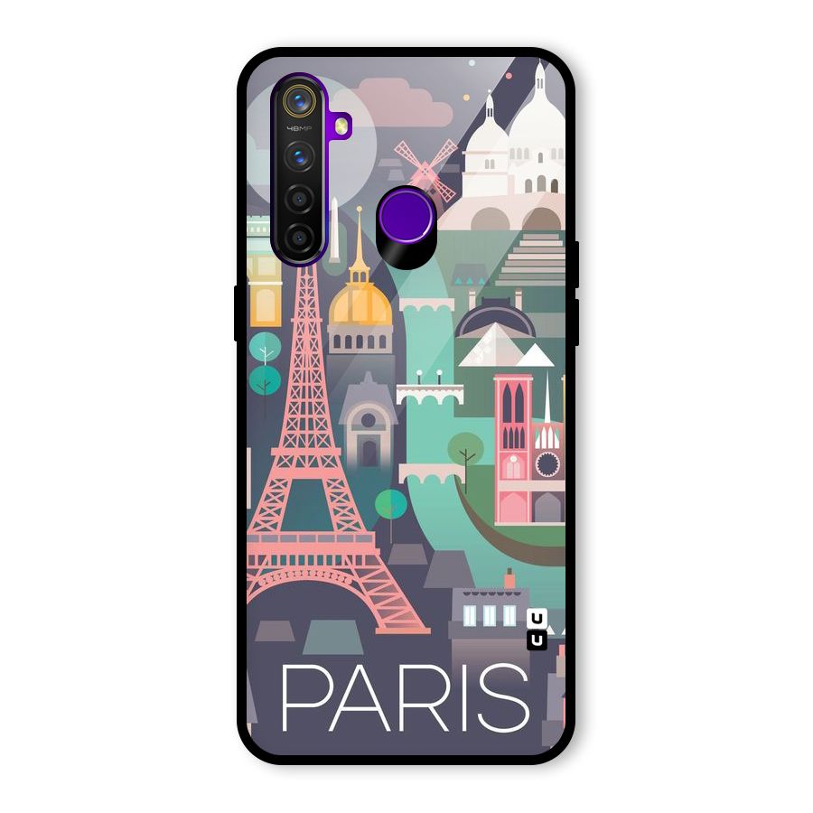 Pink Cute Tower Glass Back Case for Realme 5 Pro