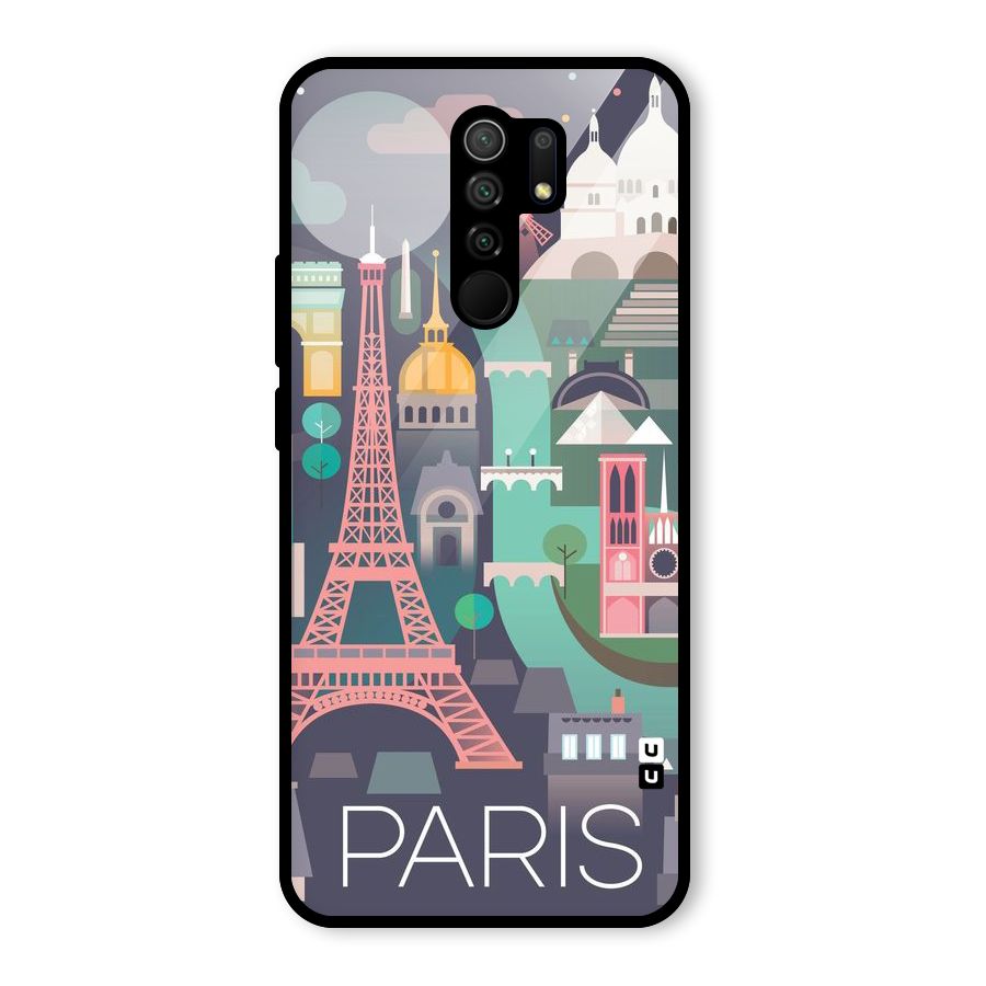 Pink Cute Tower Glass Back Case for Redmi 9 Prime