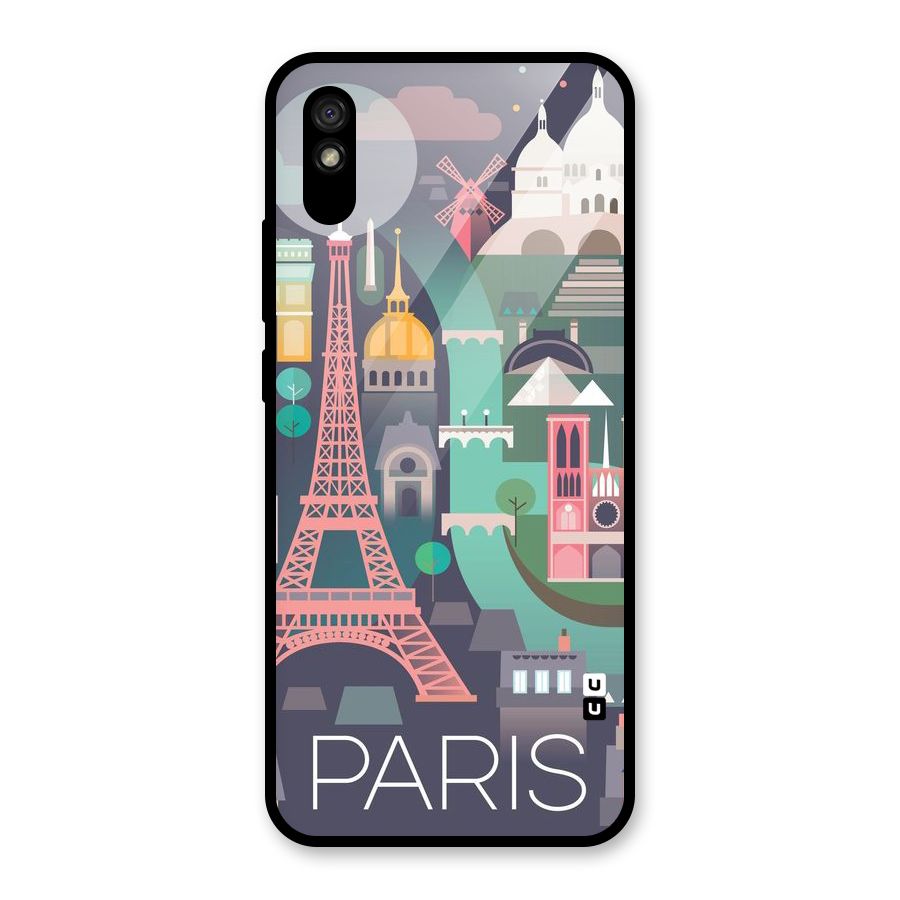 Pink Cute Tower Glass Back Case for Redmi 9i