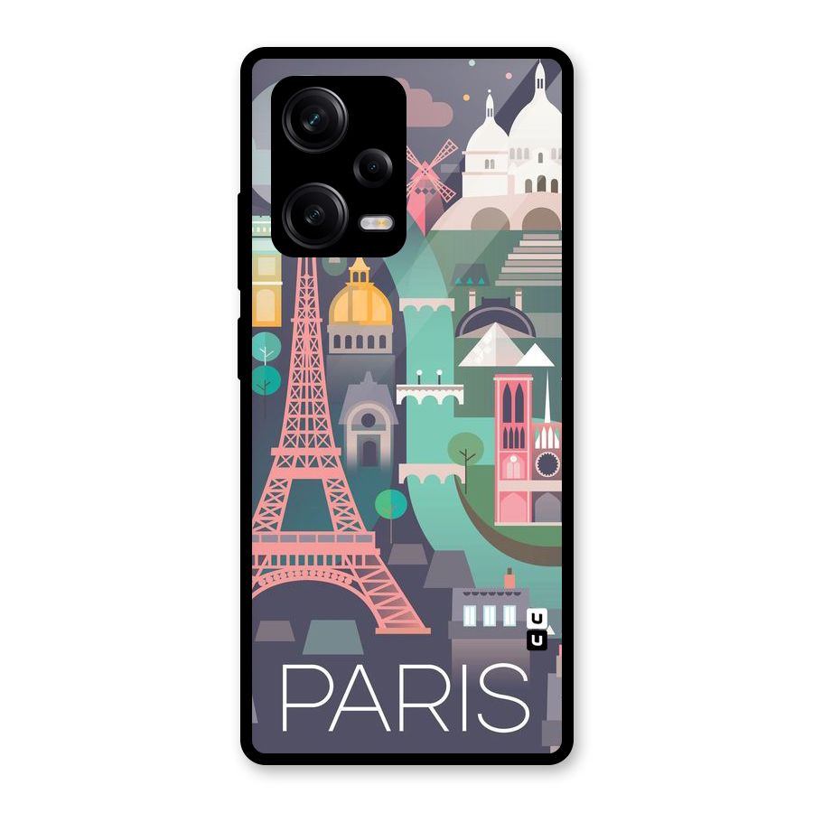 Pink Cute Tower Glass Back Case for Redmi Note 12 Pro