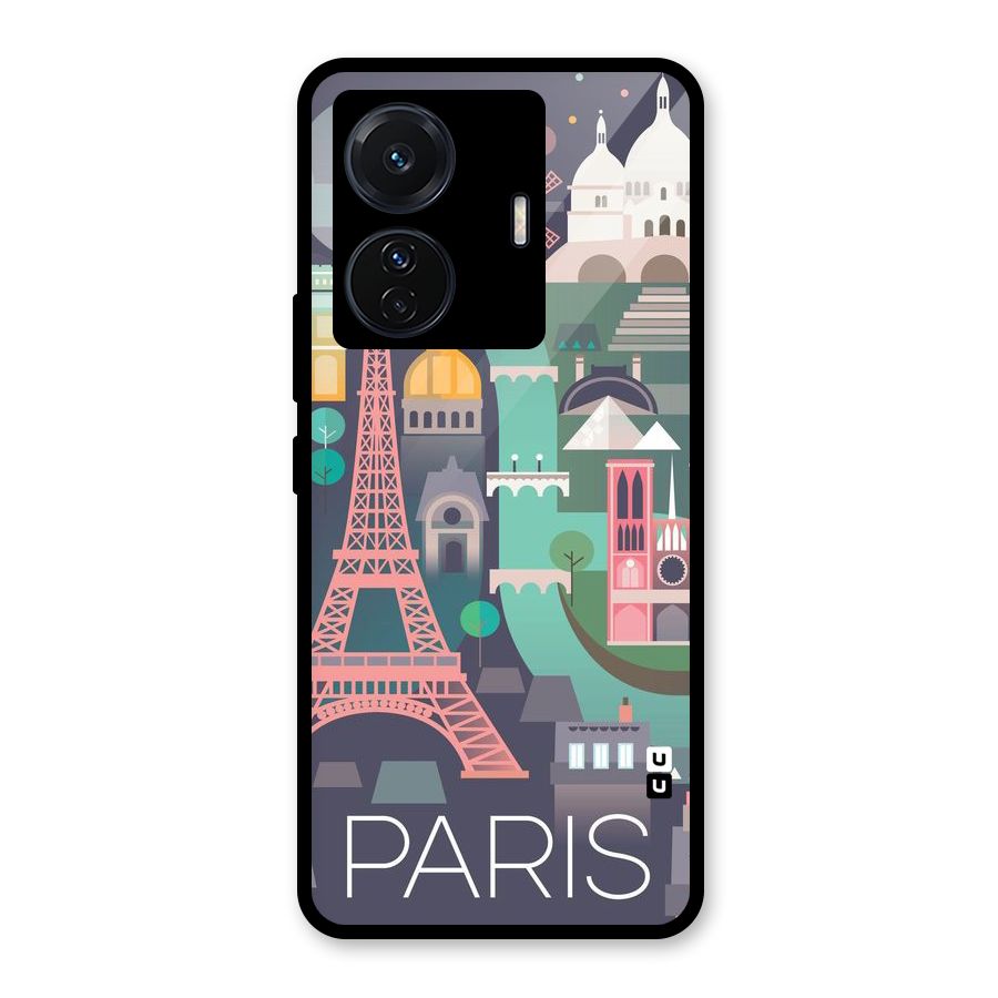 Pink Cute Tower Glass Back Case for Vivo T1 Pro