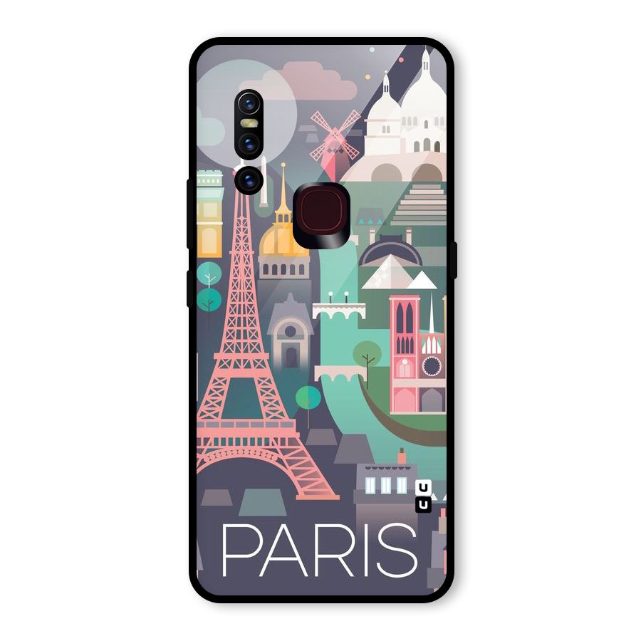 Pink Cute Tower Glass Back Case for Vivo V15
