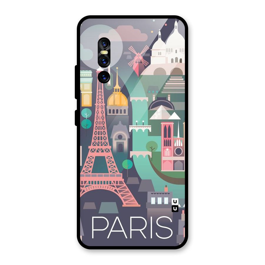 Pink Cute Tower Glass Back Case for Vivo V15 Pro