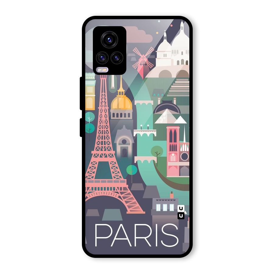 Pink Cute Tower Glass Back Case for Vivo V20