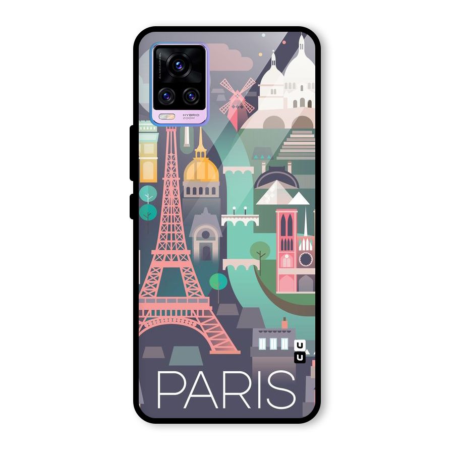 Pink Cute Tower Glass Back Case for Vivo V20 Pro