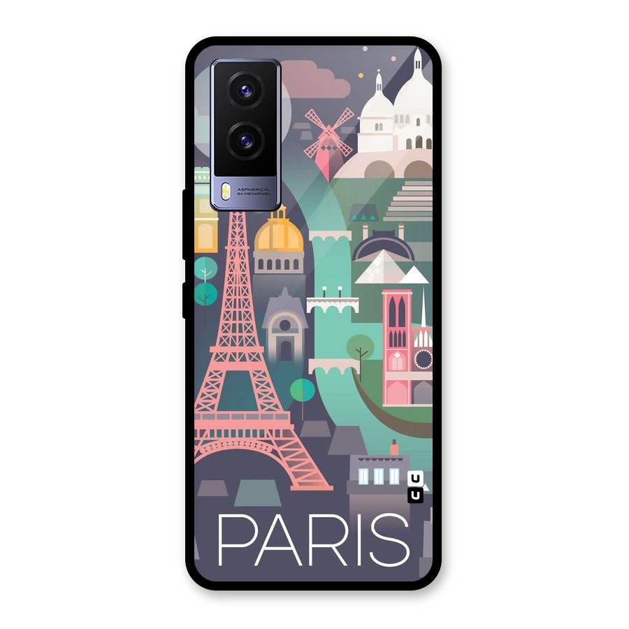 Pink Cute Tower Glass Back Case for Vivo V21e 5G
