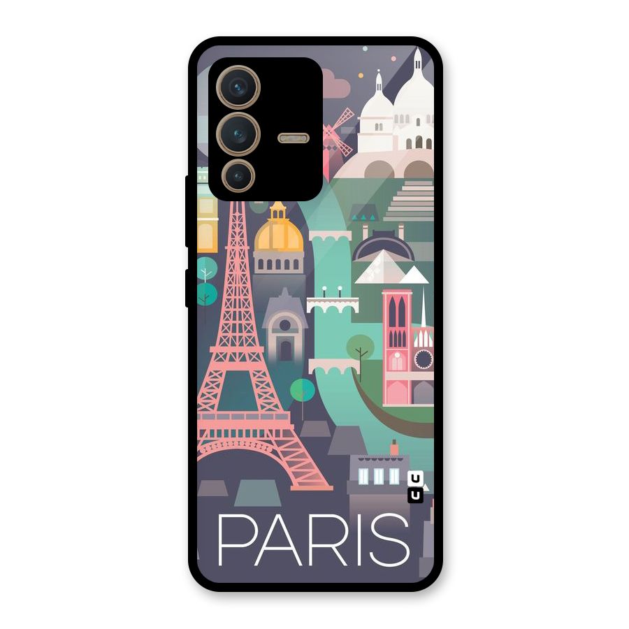 Pink Cute Tower Glass Back Case for Vivo V23 5G