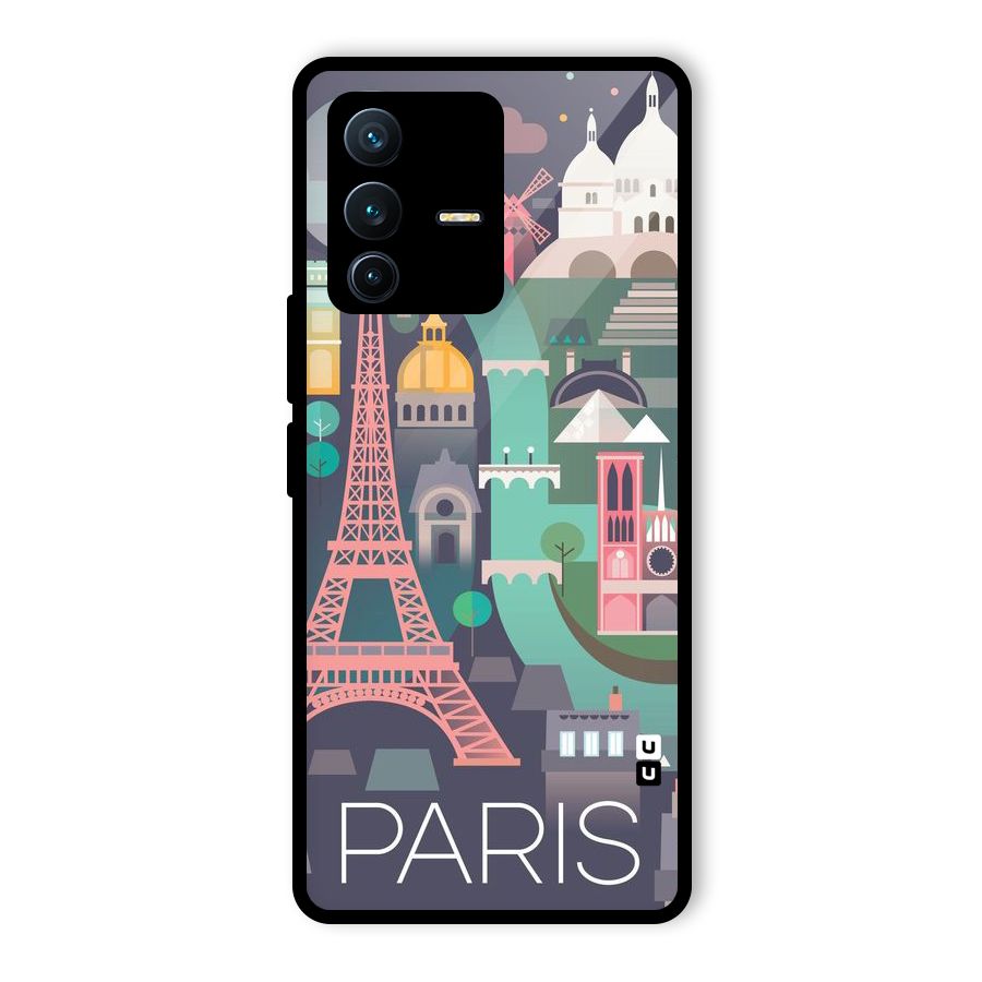Pink Cute Tower Glass Back Case for Vivo V23 Pro