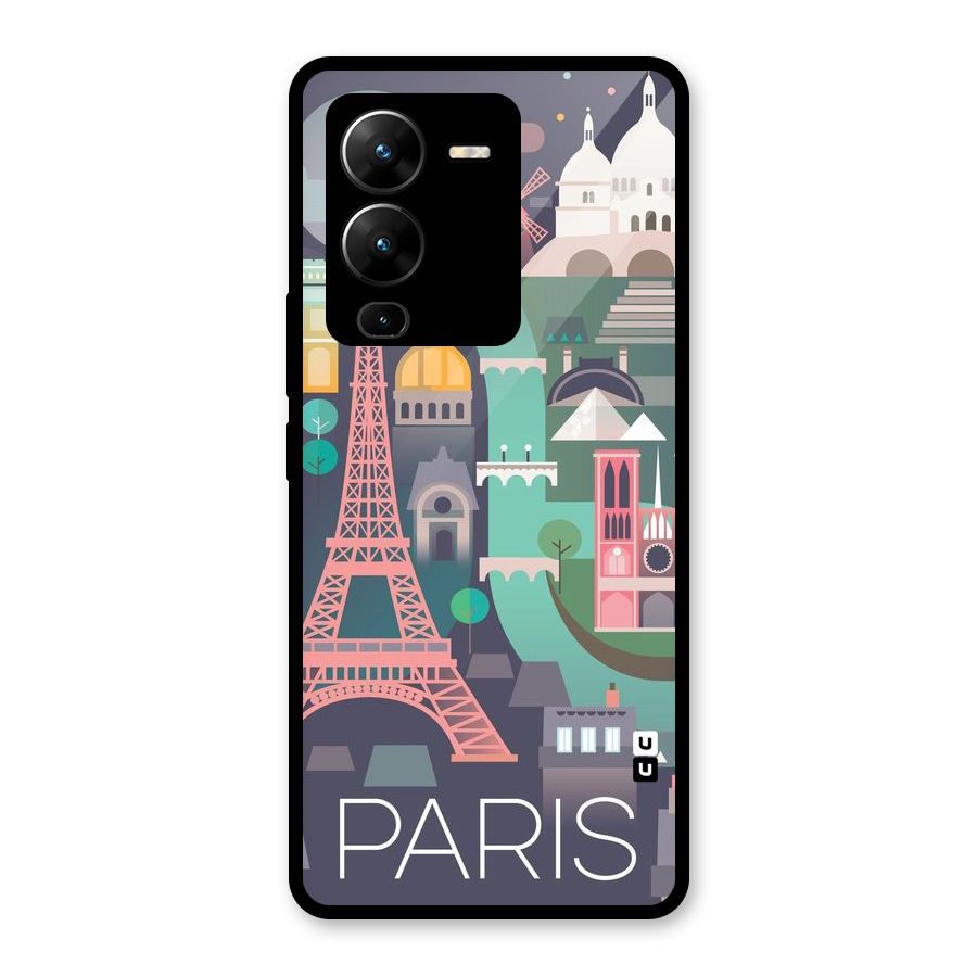 Pink Cute Tower Glass Back Case for Vivo V25 Pro