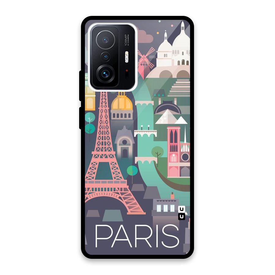 Pink Cute Tower Glass Back Case for Xiaomi 11T Pro