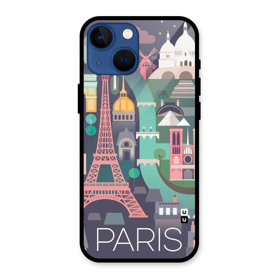 Pink Cute Tower Glass Back Case for iPhone 13 Mini